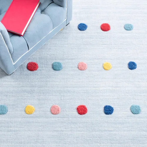 Vista 7 de SAFAVIEH Colección Kids - Alfombra decorativa de 3 x 5 pies, color gris, hecha a mano, de lana de lunares, ideal para zonas de alto tráfico