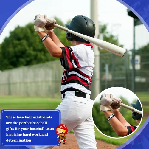 Vista 5 de Deekin 36 pulseras de silicona motivacionales de béisbol, regalos de fiesta de béisbol, premios deportivos, suministros de fiesta de cumpleaños