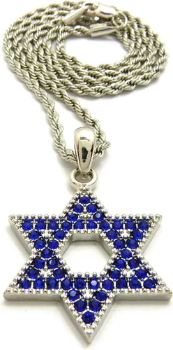 Vista 3 de Collar de cadena de 21 con colgante de estrella de David de 20.0in, 22.0in, 24.0in, varios en tono dorado, plateado