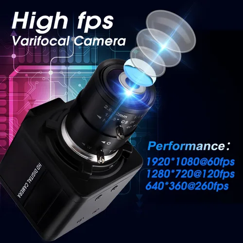 Vista 4 de 260fps Variable Focus Camera 2.8-12mm 4X Optical Zoom Webcam, 1080P Varifocal Web Cam Manual Zoom Lens Webcamera,Raspberry Pi Windows Mac Vari-Focus