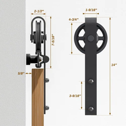 Vista 7 de Kit de riel de hardware para puerta corredera de granero de 79 pulgadas/6.6 pies para una sola puerta, kit de puerta de granero con modo de carril