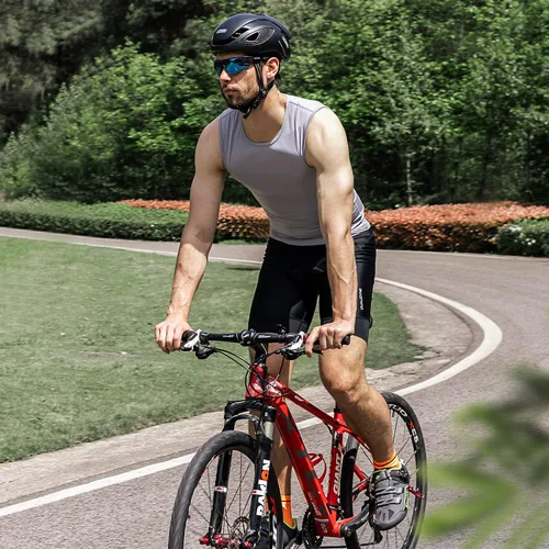 Vista 5 de Przewalski Camiseta interior de ciclismo sin mangas para hombre, de secado rápido, chaleco de capa base de bicicleta, transpirable, camisetas