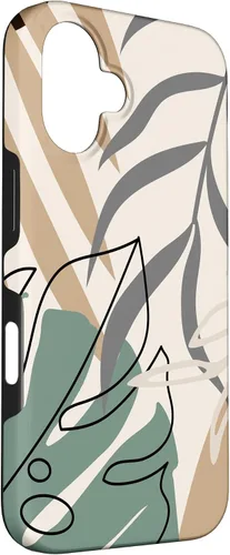 Vista 3 de Funda abstracta minimalista exótica para iPhone 16 Tropical Botanical Beige Brown