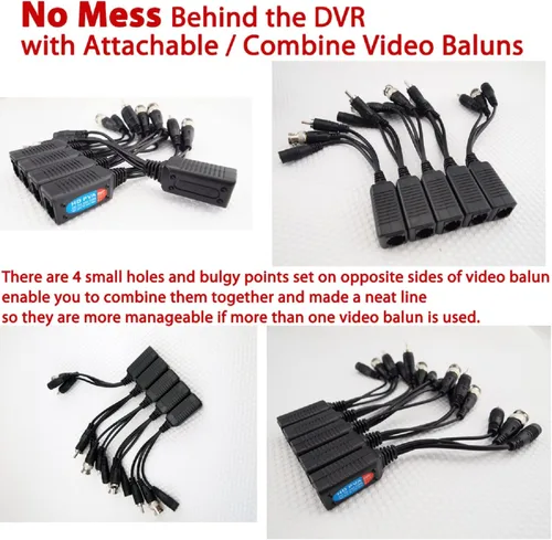 Vista 5 de Evertech 20 pares (40 piezas) 8MP HD-CVI AHD TVI y analógico pasivo video audio audio Balun transmisor de datos a través de cable UTP