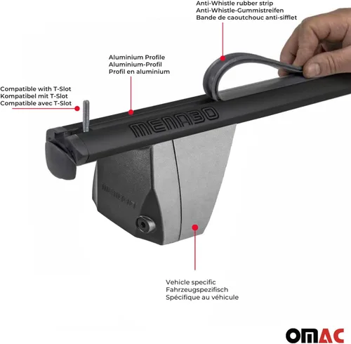 Vista 5 de OMAC Barras transversales de techo para Mazda CX-5 2013-2016 bloqueable 165 libras aluminio negro 2 piezas se adapta a soportes de carga Fixpoints