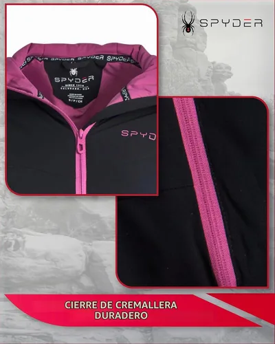 Vista 4 de Spyder Chaqueta cortavientos para mujer, impermeable, resistente al viento Negro