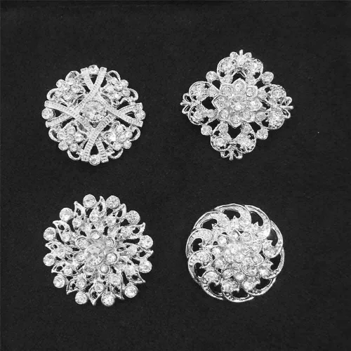 Vista 3 de ZINSBEDI Juego de broches de flores de cristal de diamantes de imitación de 24 piezas