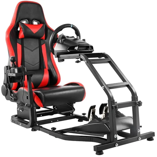 Vista 9 de Steering Wheel Stand Racing Cockpit with Red Seat Unobstructed Design for Both Legs Fit for LogitechThrustmaster G29,G920,G923,G25&T300RS,T80,T150