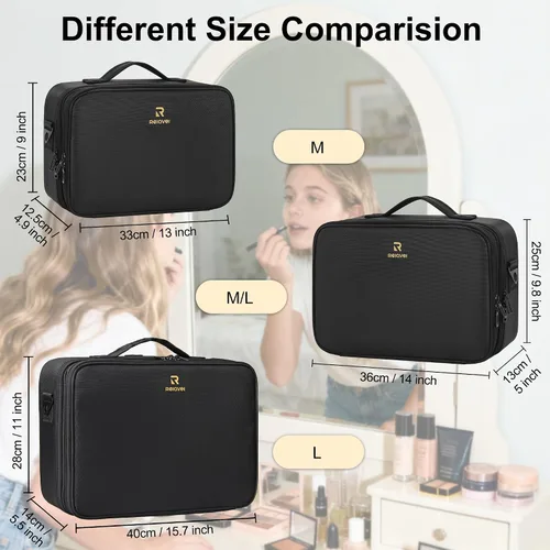 Vista 2 de Relavel Estuche de maquillaje grande para maquillaje, estuche de tren profesional de 16.5 pulgadas, organizador de cosméticos de viaje, soporte