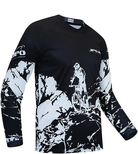 Vista 4 de Weimostar Maillot de ciclismo de manga larga para hombre, transpirable, equipo deportivo, equitación, camiseta de ciclismo