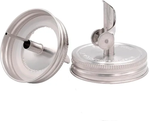 Vista 6 de Mason Jar Lifestyle - Tapas para verter aceite de acero inoxidable para vinagre, aderezos y jarabes (paquete de 2, boca regular)