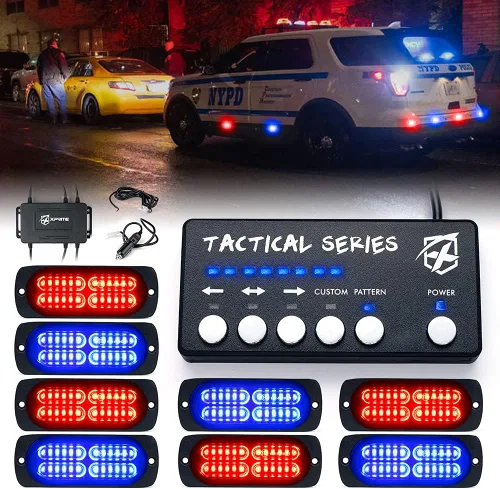 Vista 10 de Xprite Kit de 24 luces estroboscópicas LED ámbar de montaje en superficie con panel de control, conjuntos de luces de advertencia de emergencia