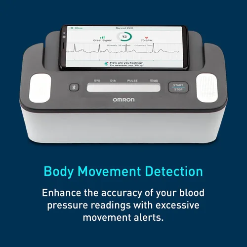 Vista 4 de OMRON Monitor completo de presión arterial 2 en 1 + EKG para uso doméstico y brazalete de presión arterial para la parte superior del brazo
