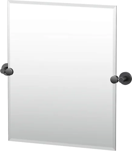 Vista 9 de Gatco 4719MXSM Bleu Espejo rectangular sin marco, 24 H, negro mate/montado en la pared, espejo rectangular biselado inclinable para baño