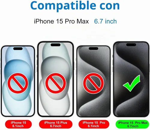 Vista 2 de Mothca Protector de pantalla de vidrio mate para iPhone 15 Pro Max (6.7 pulgadas), película transparente de vidrio templado antirreflejos
