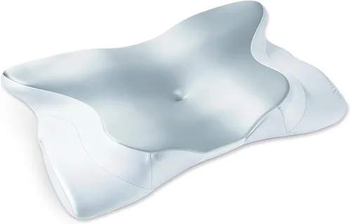 Vista 7 de Almohada cervical para aliviar el dolor de cuello, almohada cervical de espuma viscoelástica con contorno de mariposa para dormir, almohada