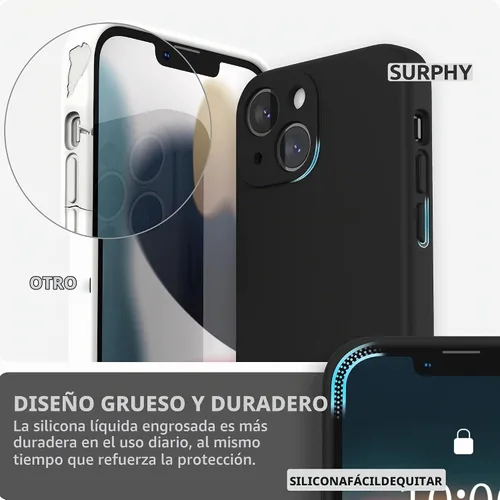 Vista 3 de SURPHY Funda compatible con iPhone 13 Mini con protector de pantalla, (protección de cámara y forro de microfibra suave), funda de silicona líquida