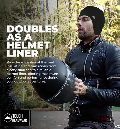 Vista 4 de Tough Headwear Gorras térmicas para casco para hombre, para invierno, gorra de casco y gorras de ciclismo para correr, esquiar, deportes de invierno