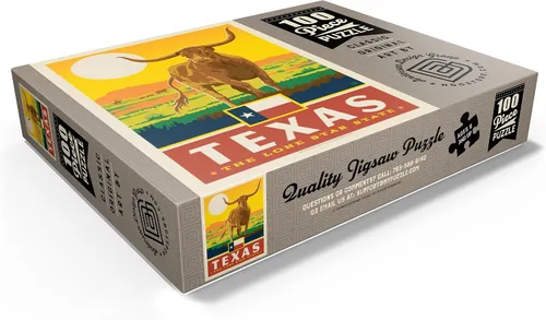 Vista 3 de MyPuzzle Texas: The Lone Star State, State Pride Vintage Poster - Rompecabezas prémium de 100 piezas para adultos