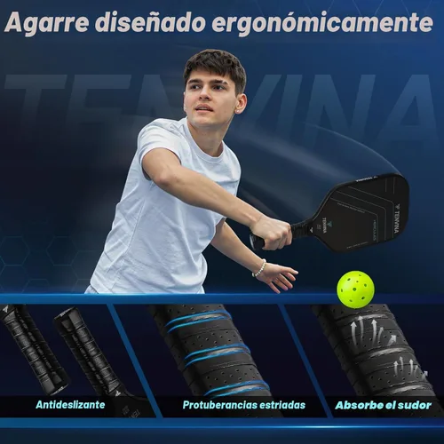 Vista 6 de TENVINA Pickleball Paddles, Multi-Layer T700SC Textured Carbon Fiber Pickleball Paddle, Pickle Ball Paddle with Strong Spin & Power Surface, 4-Types