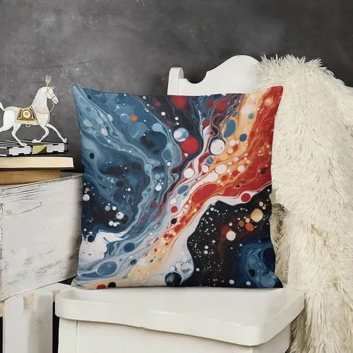 Vista 10 de Funda de almohada decorativa abstracta con textura de mármol naranja, rosa y verde, suave, doble cara, 12 x 12 pulgadas, con textura de mármol