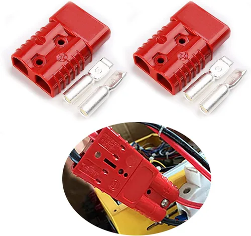 Vista 5 de 1 juego de conectores de alimentación de 175 amperios, 2 polos, color gris con terminales para cable AWG #1/0 compatible con Anderson