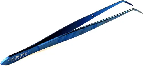 Vista 14 de O'Creme - Pinzas de cocina de acero inoxidable con punta fina Precision plating tongs in purple, 6.25 inches long — ideal for garnishing, plating