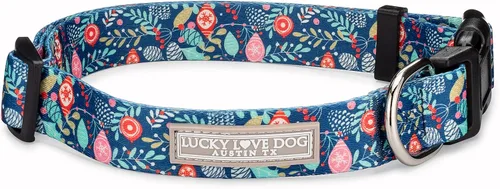 Vista 11 de Lucky Love Dog - Collar para perras pequeñas, diseño Blackbird de estampado alegre con flores de primavera y verano, talla XS Collar Blackbird