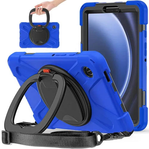 Vista 28 de 360 Rotation Case for Galaxy Tab ActivePro/Tab Active4 Pro/Active 5 Pro 10.1" Sturdy Cover Rotate Ring Stand Shoulder Carrying Strap Hand Strap