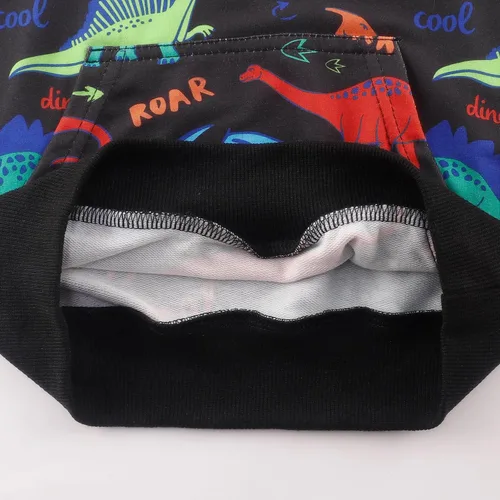 Vista 4 de Akyzic Sudadera con capucha para bebés y niños, diseño de dinosaurios, con bolsillo, sudadera cálida para niños
