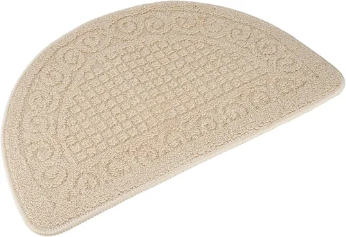 Vista 13 de Echaprey Tapete semicircular antideslizante para cocina, baño, inodoro, felpudo que mantiene tus pisos limpios, decoración del hogar (Pequeño, Azul)