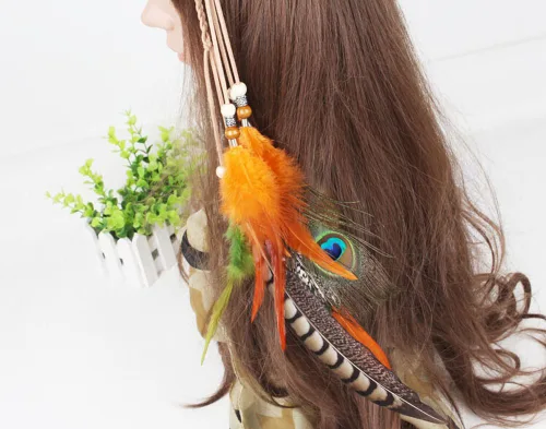 Vista 4 de Suoirblss Indian Romany Hippie Tocado Boho Chic Plumas Banda de pelo hecho a mano