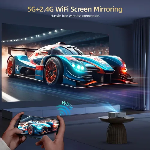 Vista 10 de [Compatible con Netflix y Dolby Audio] Proyector inteligente con WiFi6 y Bluetooth5.3, enfoque eléctrico y corrección automática keystone