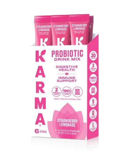 Vista 13 de Bolsa de Hidratación Probiótica Karma - Paquete de 6, Mezcla de Bebida en Polvo de Bayas y Cereza - Apoyo Inmunológico y de la Salud Intestinal Para