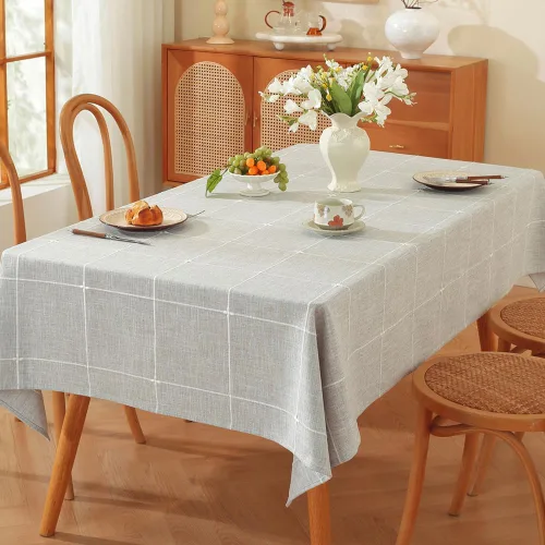 Vista 13 de TruDelve Cotton Square Tablecloths 52x52 Inch Card Table Tablecloth Blue Fabric Farmhouse Tablecloth(Blue,52"x52",Square)