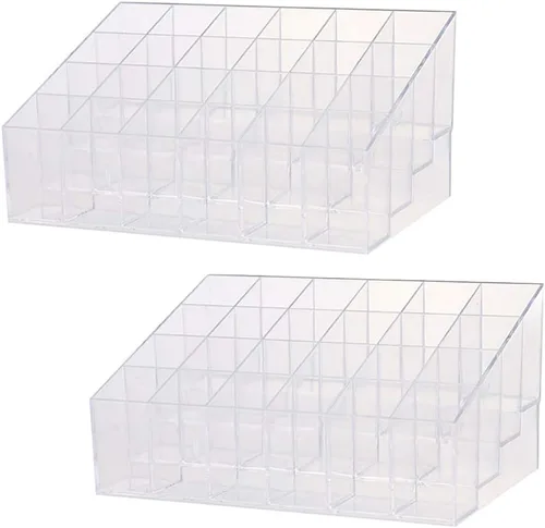 Vista 3 de Magik 24-40 Rejilla de lápiz labial soporte de maquillaje Estuche de exhibición cosmético multiusos acrílico organizador (1, 40 rejillas)