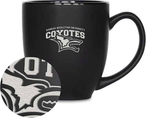 Vista 89 de Rico Industries - Taza de cerámica mate negra con grabado láser estándar de 15oz para NCAA (escuelas T & U) - Para bebidas calientes o frías
