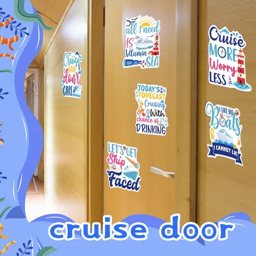 Vista 6 de Wxiben - Decoraciones magnéticas grandes para puerta de crucero, 6 unidades, decoración de puerta de crucero de navegación marítima, divertidos