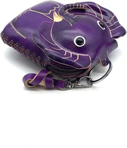 Vista 18 de Handmade Vintage Genuine Leather 3D Animal Elephant Coin Purse With Removable Wrist Strap (Brown)