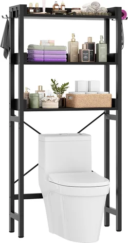Vista 9 de Besiost - Estante de almacenamiento sobre el inodoro con 2 cajones - Organizador de baño de 7 niveles con estante ajustable, estante de ahorro