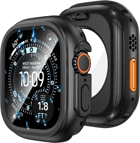 Vista 21 de Goton Funda impermeable 2 en 1 para Apple Watch, protector de pantalla para series 6/5/4, SE 3/2/1 de 40mm, cubierta frontal de vidrio protectora