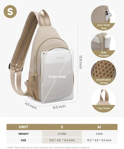 Vista 5 de LOVEVOOK - Mochila tipo bandolera para mujeres, convertible a bandolera cruzada, pequeño bolso para pañales, mochila resistente al agua
