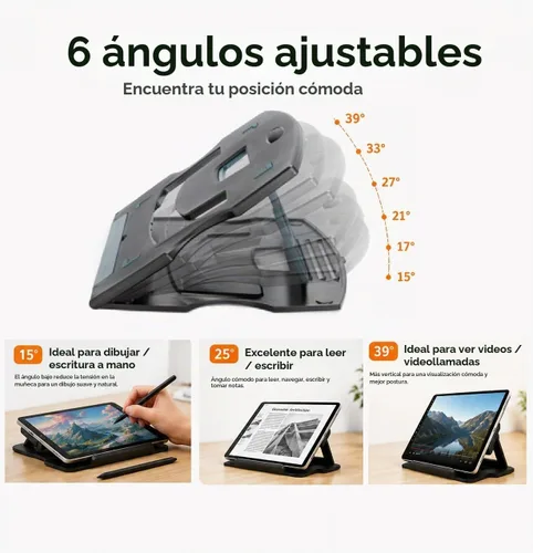 Vista 3 de MAX SMART Soporte de dibujo para tableta, soporte de almohadilla de dibujo digital, plegable, ajustable para monitores de dibujo gráfico de 9 a 16
