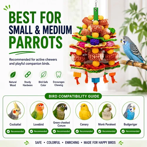 Vista 4 de Bird Toys Natural Corn Cob Loofah Chew Toys for Large Medium Parrots