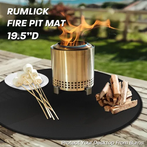 Vista 2 de Tapete para Fogata de 19.5" para Solo Stove Mesa, Tapete Redondo Impermeable al Aceite y Agua para Debajo de la Fogata de Mesa, Tapete Portátil