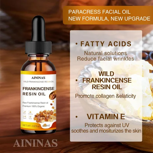 Vista 4 de AININAS Aceite facial de resina de incienso orgánico – Reduce líneas finas y arrugas, calma y repara la piel, hidratación profunda para rostro