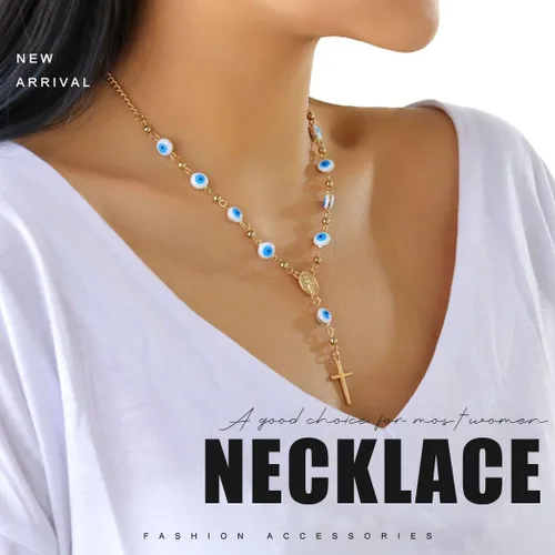 Vista 7 de Collar de ojos malvados, collares de oro, amuleto turco, collar de la suerte, accesorios para mujer, Metal