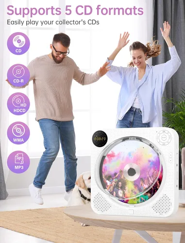 Vista 10 de DESOBRY Reproductor de CD de pared Bluetooth con altavoces Control remoto
