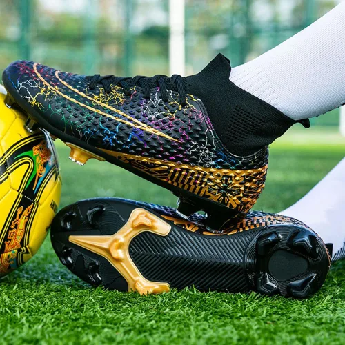 Vista 3 de Zapatos de fútbol para hombre, zapatillas de fútbol profesionales de alta calidad, zapatos de fútbol para entrenamiento, competición