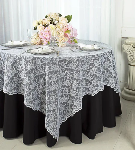 Vista 14 de Superposiciones cuadradas de encaje de 54 pulgadas, manteles de encaje, manteles de encaje, manteles de encaje para decoración de bodas, eventos